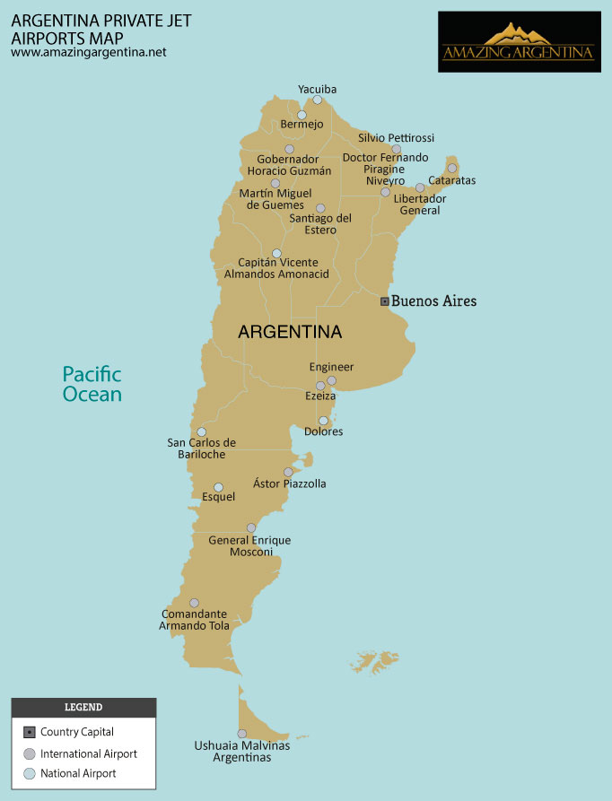 Argentina private jet heliports map
